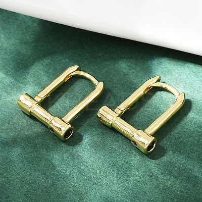 Brass Micro Pave Cubic Zirconia Lock Hoop Earrings EJEW-B146-01G-1