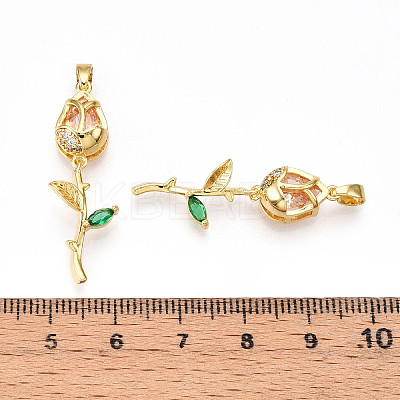 Brass Micro Pave Cubic Zirconia Pendants KK-N254-221G-02-1