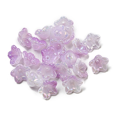 Iridescent Acrylic Bead Caps OACR-C021-08F-1