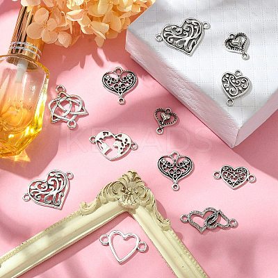 100Pcs 10 Styles Tibetan Style Alloy Connector Charms TIBE-CJ0001-27-1