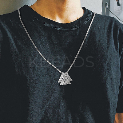7Pcs 7 Style Arrow & Wolf & Cross & Axe & Wing Pendant Necklaces Set NJEW-AN0001-44-1