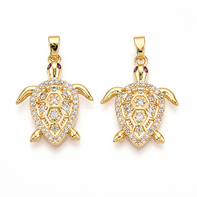 Brass Micro Pave Cubic Zirconia Pendants KK-N257-05G-1