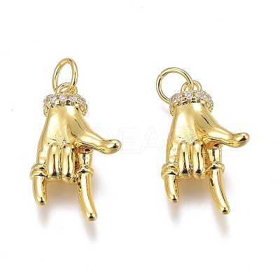 Brass Micro Pave Clear Cubic Zirconia Pendants X-ZIRC-O035-12G-1