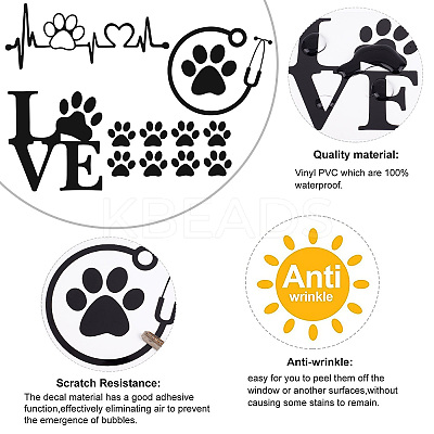 8 Sheets 4 Style Waterproof Heart & Bear Paw Pattern PET Car Decals Stickers STIC-GF0001-03C-1