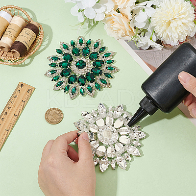 2Pcs Alloy with Rhinestone Handicraft Beading Appliques AJEW-FG0004-29B-1
