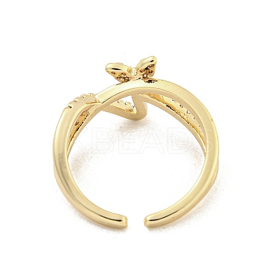 Brass Micro Pave Cubic Zirconia Cuff Rings RJEW-I103-070G-1