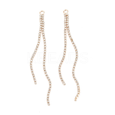 Brass Micro Pave Clear Cubic Zirconia Tassel Pendants KK-D063-01G-1