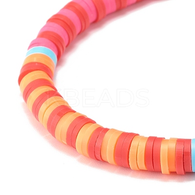 Handmade Polymer Clay Heishi Beaded Stretch Bracelet BJEW-JB07605-1