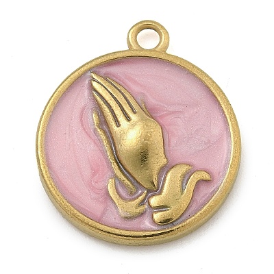 304 Stainless Steel Enamel Pendants LS-STAS-M084-09G-04-1