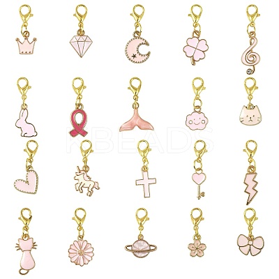 20Pcs 20 Styles Alloy Enamel Pendant Decorations HJEW-FS00048-1