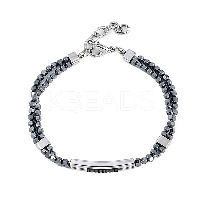 Synthetic Non-magnetic Hematite Beaded Bracelets BJEW-S156-05P-D-1
