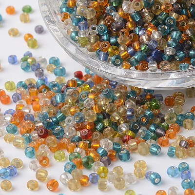 8/0 Silver Lined Round Glass Seed Beads X-SEED-K003-3mm-M07-1