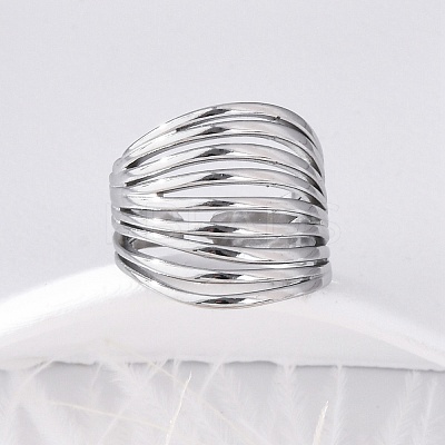 304 Stainless Steel Open Cuff Rings for Women RJEW-F174-04P-1