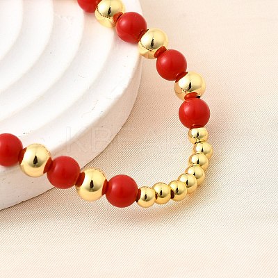ABS Imitation Pearl Round Beads Stretch Bracelets for Women BJEW-D317-12A-G-1