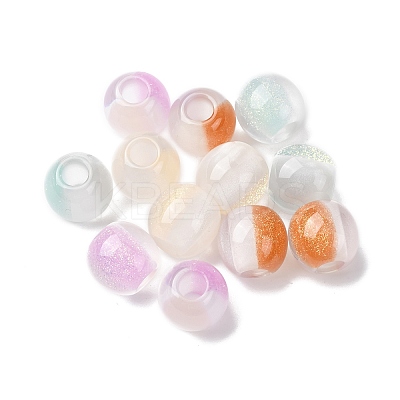 Opaque Resin with Glitter Powder European Beads RESI-G119-04-1