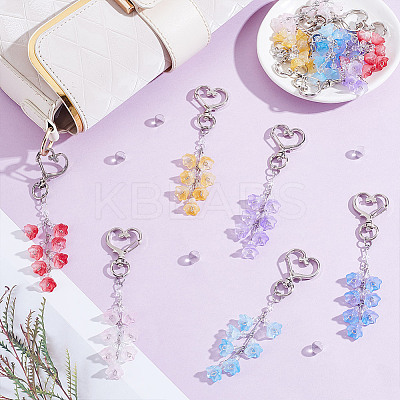 12Pcs 6 Colors Lily of the Valley Glass Pendant Decration HJEW-NB00236-1