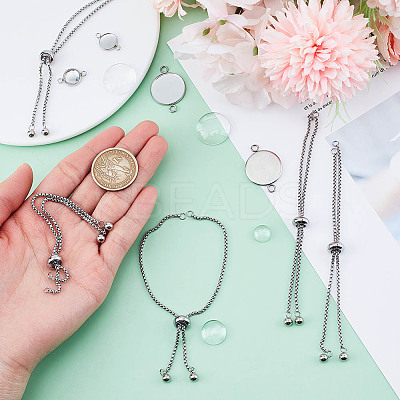 DIY Blank Dome 304 Stainless Steel Slider Bracelets Making Kit DIY-GO0002-46-1