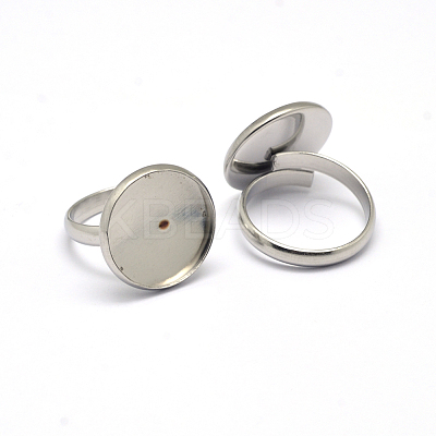Tarnish Resistant Adjustable 304 Stainless Steel Finger Rings Components STAS-E144-026-14mm-1