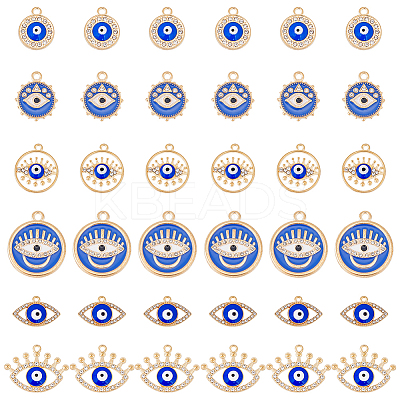 36Pcs 6 Style Rack Plating Alloy Enamel Pendants FIND-HY0001-67-1