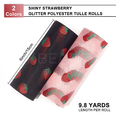2 Rolls 2 Colors Shiny Strawberry Glitter Polyester Tulle Rolls DIY-BC0002-80-1