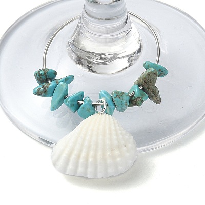 Natural Shell Wine Glass Charms AJEW-TA00019-1