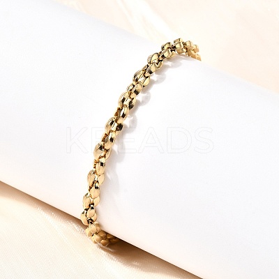 304 Stainless Steel Coffee Bean Chain Bracelets for Women BJEW-B140-01B-G-1
