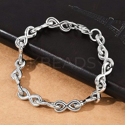 304 Stainless Steel Infinity Link Chain Bracelets for Women Men BJEW-F488-53D-P-1