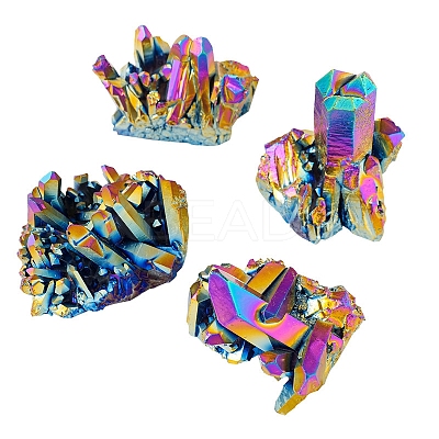 Electroplated Natural Druzy Quartz Crystal Cluster Ornaments PW-WG24416-07-1
