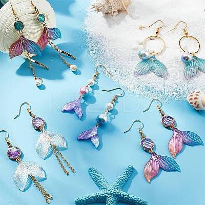 DIY Mermaid and Fishtail Shape Drop Earring Making Kit DIY-SC0018-15-1