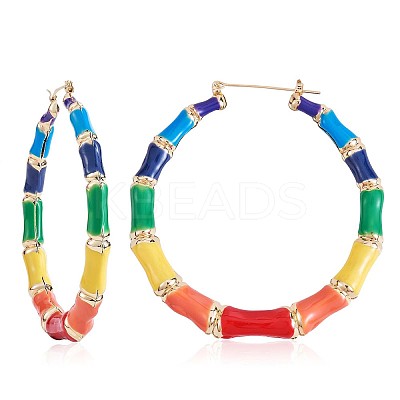 Enamel Bamboo Big Hoop Earrings JE976A-1
