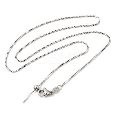 Non-Tarnish 304 Stainless Steel Box Chain Necklace for Women NJEW-G104-05P-1