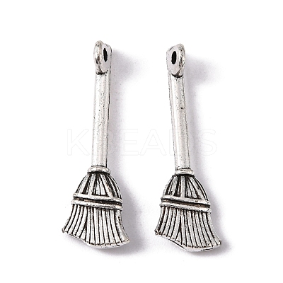 Tibetan Style Zinc Alloy Broom Pendants TIBEP-R334-317AS-RS-1