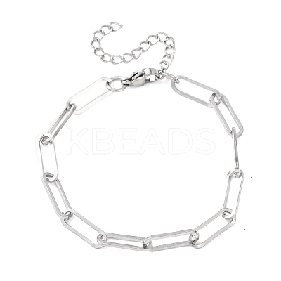 304 Stainless Steel Paperclip Chain Bracelets for Women BJEW-G775-01P-1