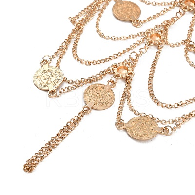 Bohemian Multi-layer Chain Alloy Coin Tassel Toe Ring Anklets for Women LS-AJEW-B107-01KCG-1