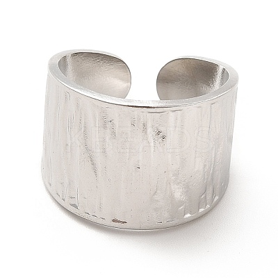Non-Tarnish 304 Stainless Steel Textured Wide Band Open Cuff Ring for Women RJEW-F131-08P-1