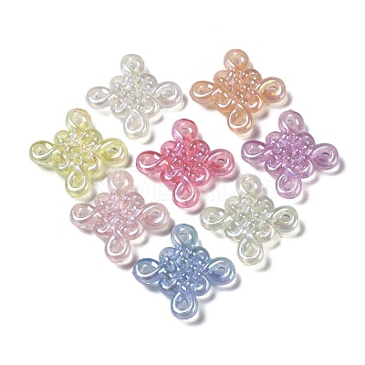 UV Plated Iridescent & Luminous Transparent Acrylic Beads OACR-G033-06G-1
