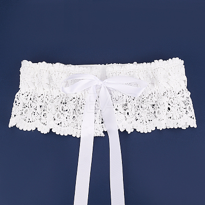 Polyester Bowknot Wide Elastic Corset Belts AJEW-WH0248-31A-1
