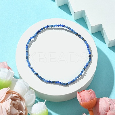 2mm Natural Lapis Lazuli Faceted Round Beaded Stretch Bracelets for Women BJEW-JB10843-02-1