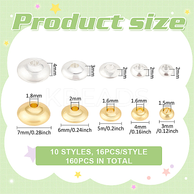 160Pcs 10 Style Brass Beads KK-BC0013-01-1