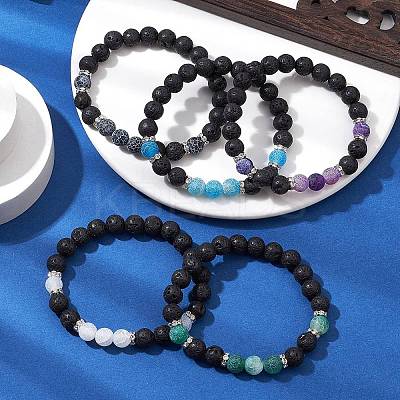 Natural Weathered Agate Stretch Bracelets BJEW-JB11101-1