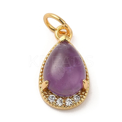 Natural Amethyst Teardrop Charms G-A034-01G-04-1