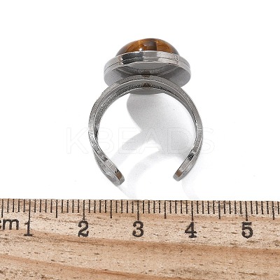 Oval Natural Tiger Eye Finger Rings RJEW-M062-02P-02-1