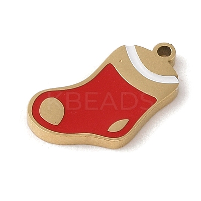 Christmas Theme Ion Plating(IP) 304 Stainless Steel Enamel Charms STAS-Z083-06G-05-1