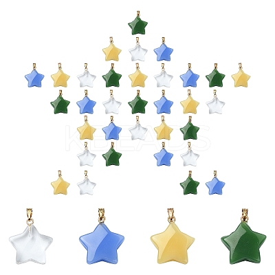 20Pcs 4 Colors Glass Pendants GLAA-YW0003-49-1