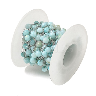 304 Stainless Steel Cable Chains with Dyed Shell Beads STAS-B067-04B-01-1
