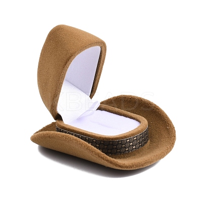Cowboy Hat Velvet Boxes CON-WH0086-025-1