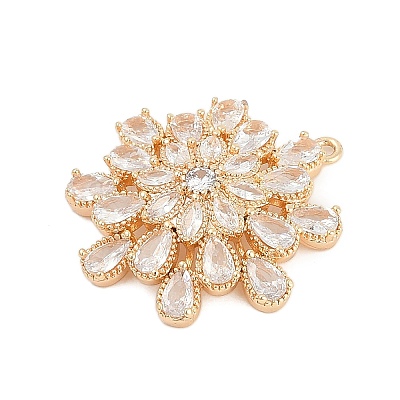 Brass Micro Pave Cubic Zirconia with Glass Pendants KK-Q026-16G-1