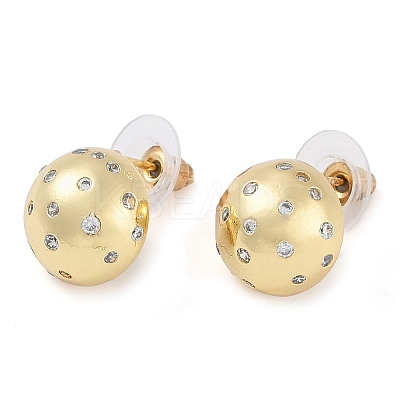 Brass Micro Pave Clear Cubic Zirconia Studs Earring for Women EJEW-S225-15G-1