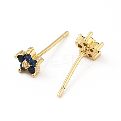 Cubic Zirconia Flower Stud Earrings EJEW-C035-15G-02-1