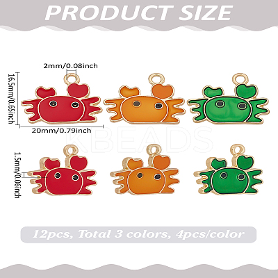 12Pcs 3 Colors Alloy Enamel Pendants ENAM-LP0002-29-1